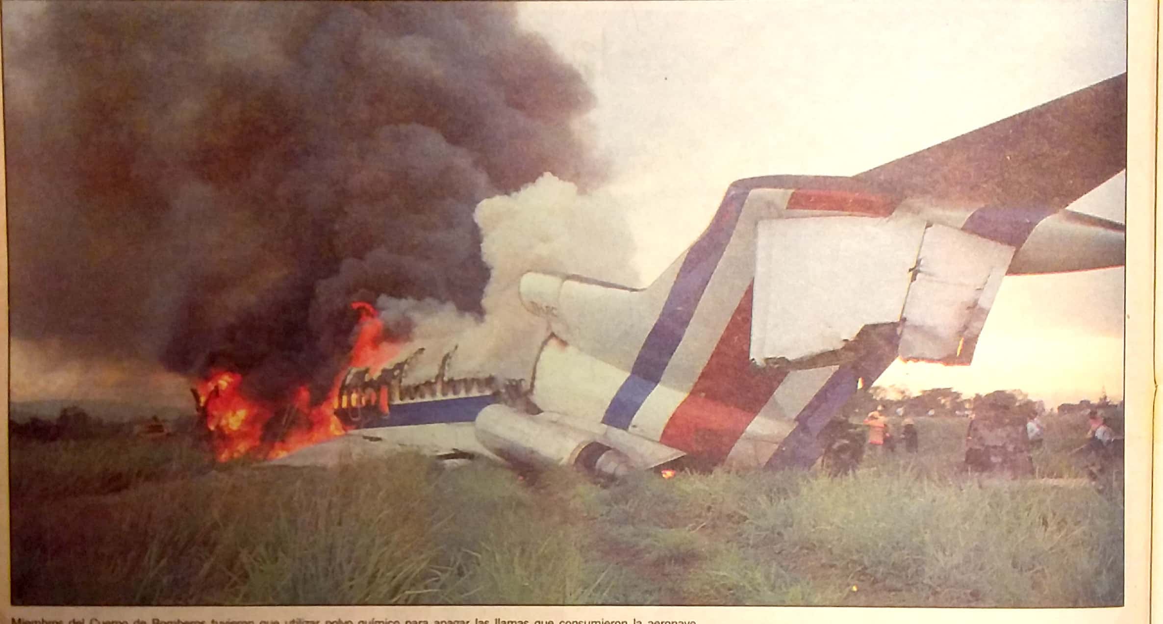 Avión de Lacsa accidentado en 1988. Archivo.