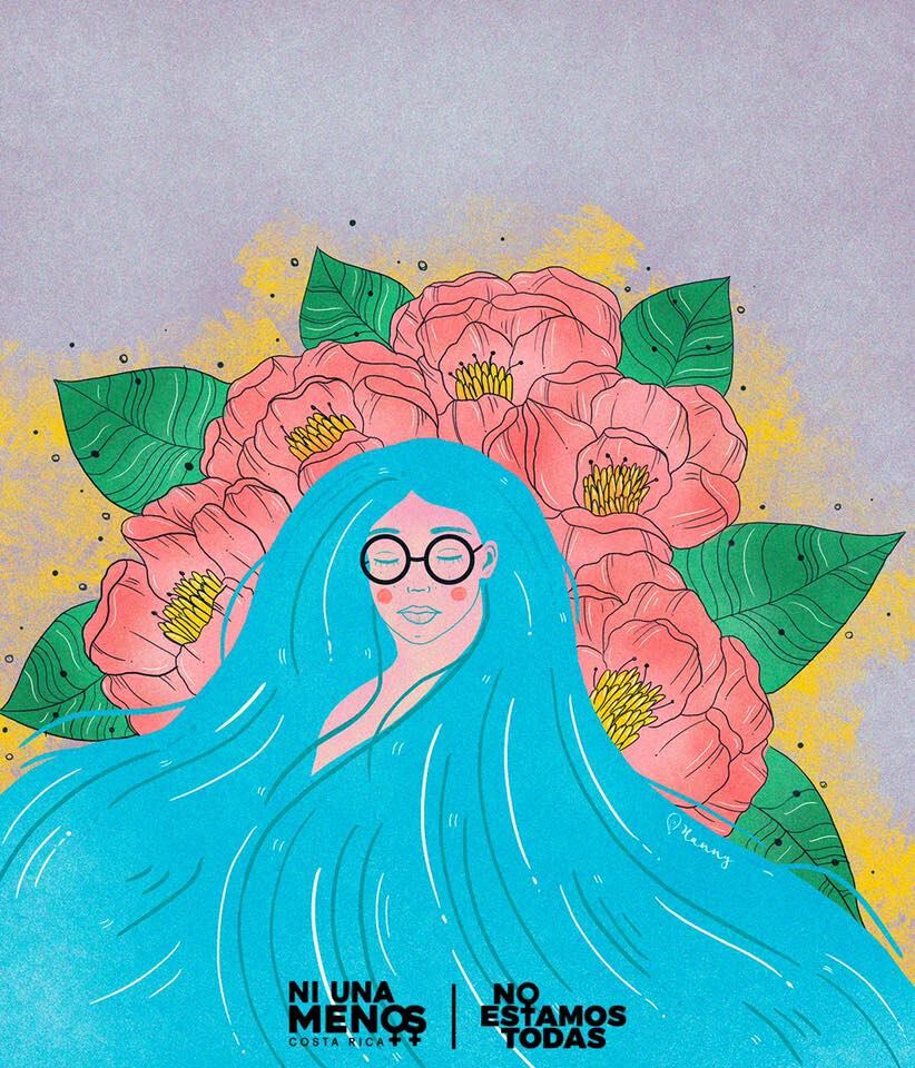 Ilustración de Mirlene López, quien fue asesinada el 25 de abril por su expareja en Pococí. ilustración hecha por Johanny Astúa