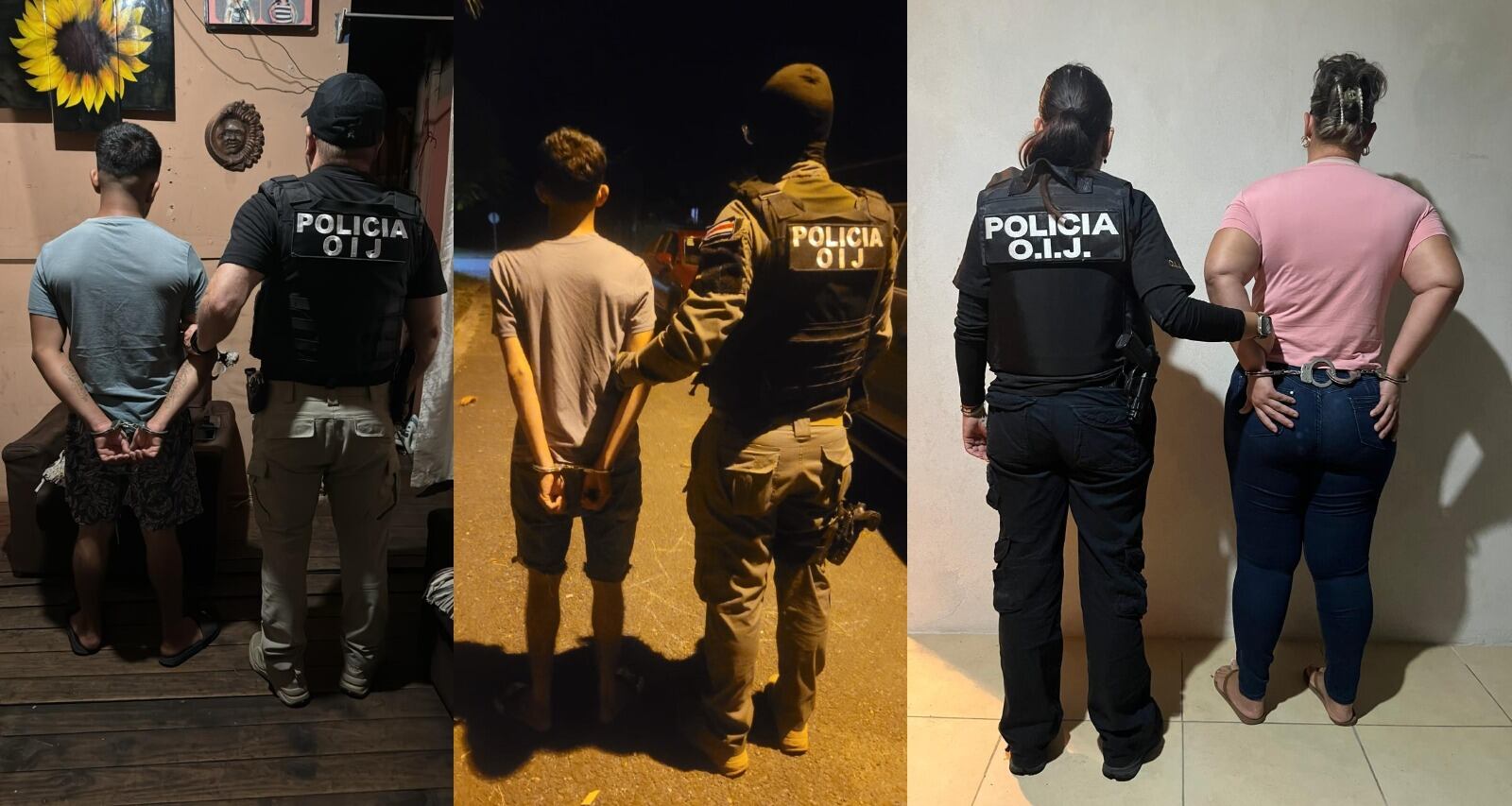 Las 25 personas detenidas por conformar una banda a la que pertenecen los sospechosos de un triple homicidio estaban armados hasta los dientes. Foto: OIJ