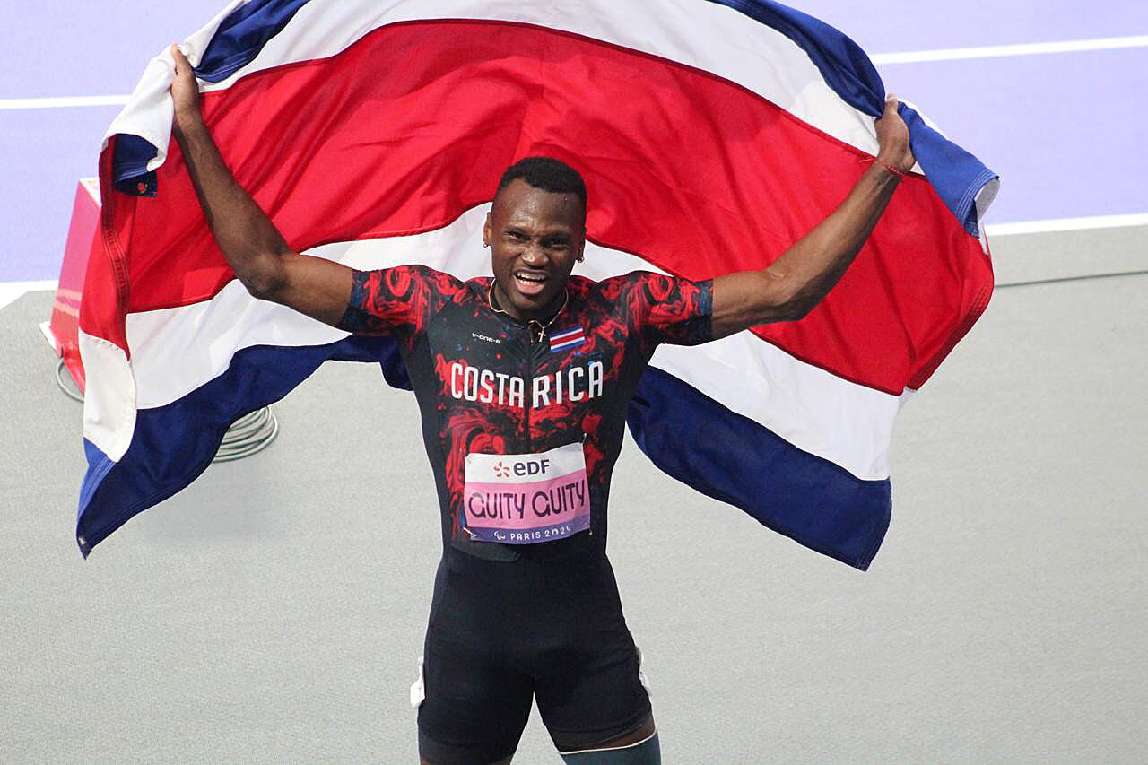 03/09/2024 París. El paratleta costarricense Sherman Guity ganó la medalla de oro en la prueba de 100 metros planos en los Juegos Paralímpicos Paris 2024. Foto: Olman Mora, Comité Paralímpico de Costa Rica