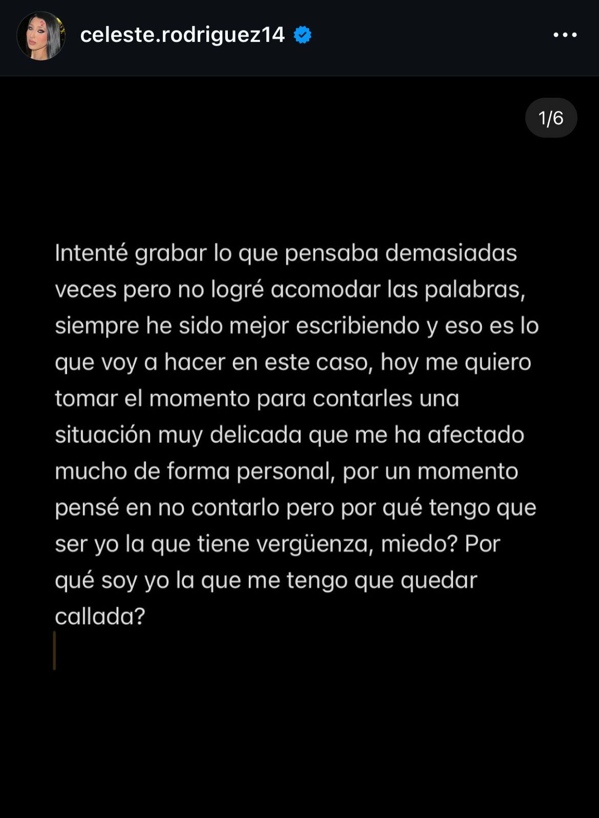 Inicio del comunicado publicado por Celeste Rodríguez