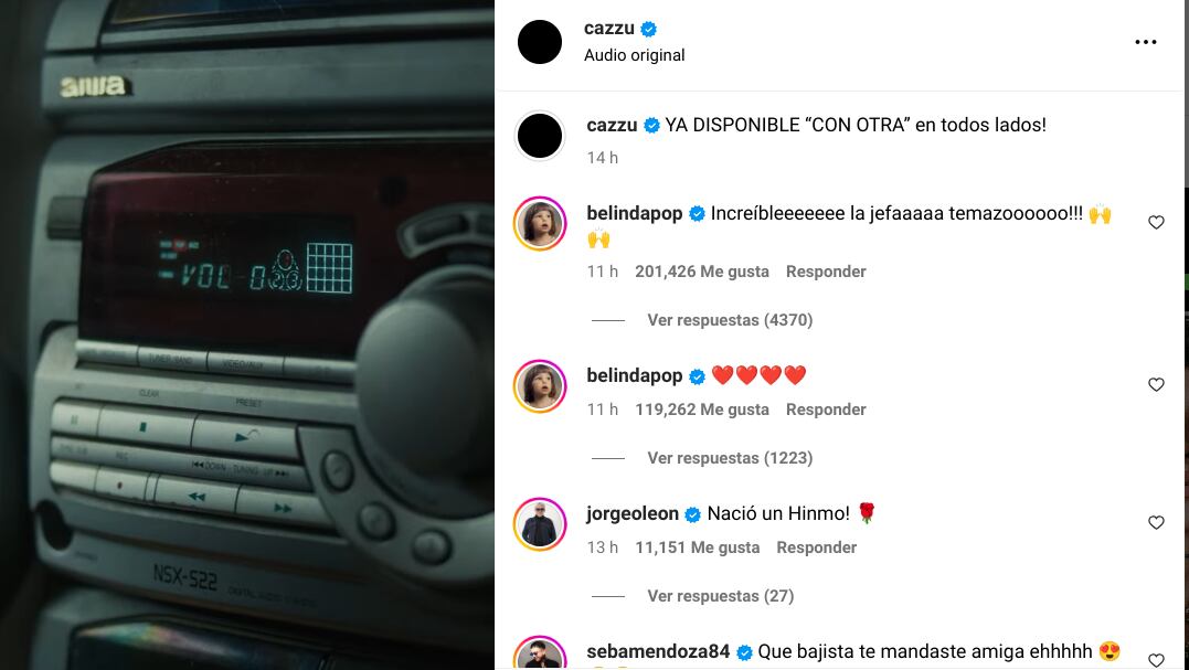 Este fue el comentario de Belinda a Cazzu.