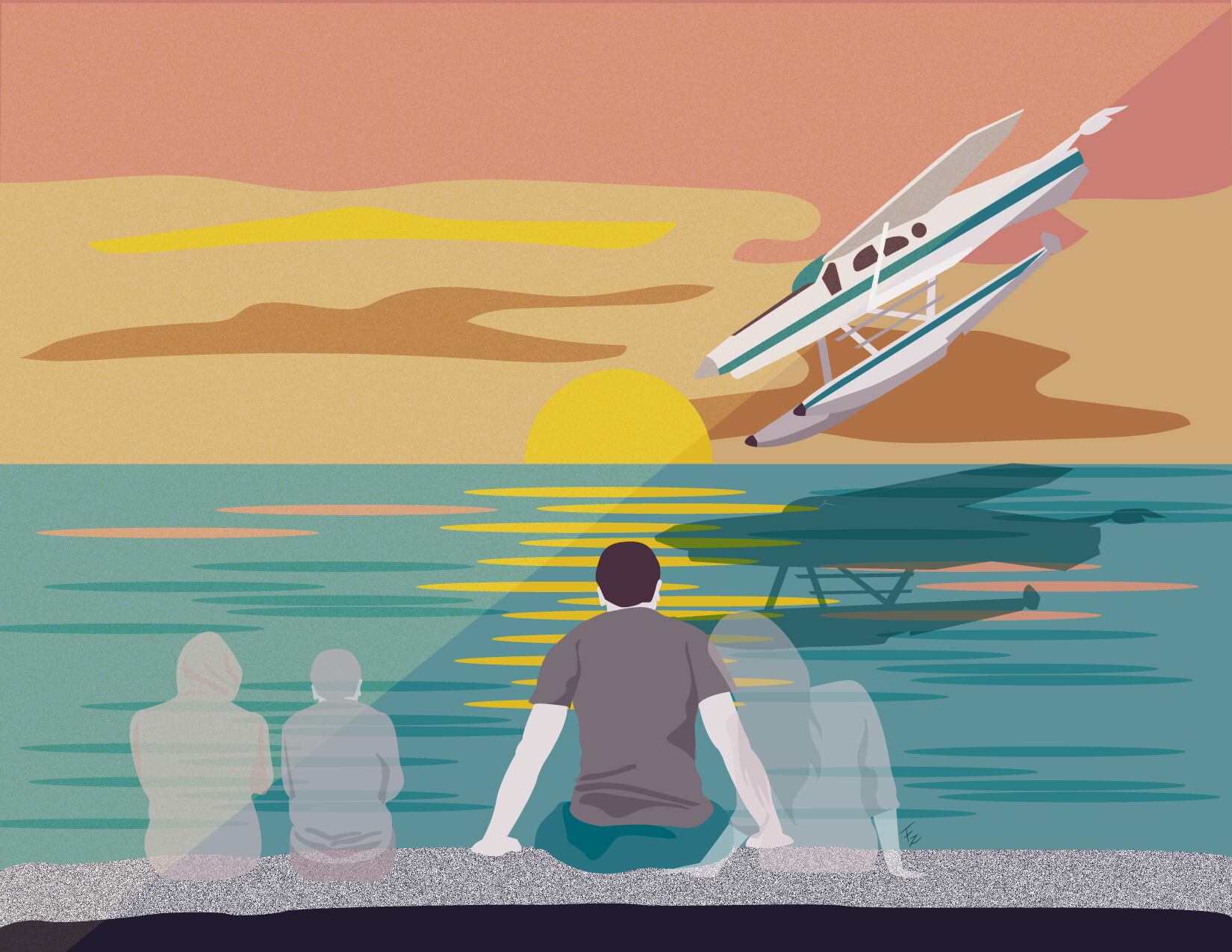 Don Ruetz, expolicía estadounidense que perdió a su esposa y dos hijos en trágico accidente aéreo ocurrido en Flamingo. Ilustración de Francela Zamora.