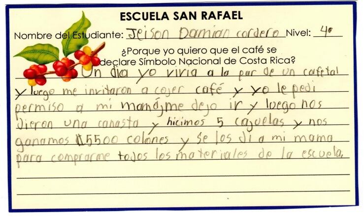 Los 88 niños de la escuela San Rafael de Santa María de Dota fueron los que inventaron la idea de que el café fuese símbolo nacional