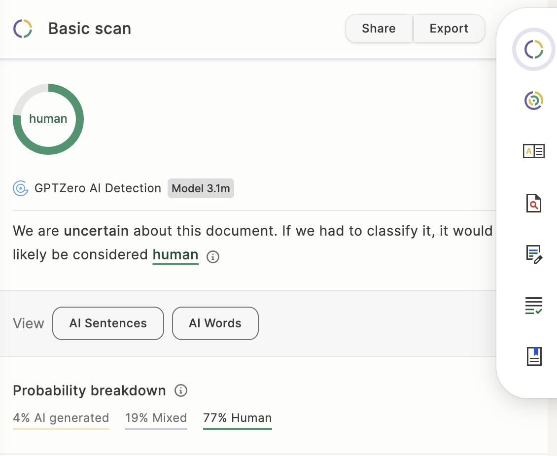 GPTZero es una de las mejores herramientas en el mercado para detectar contenido AI.