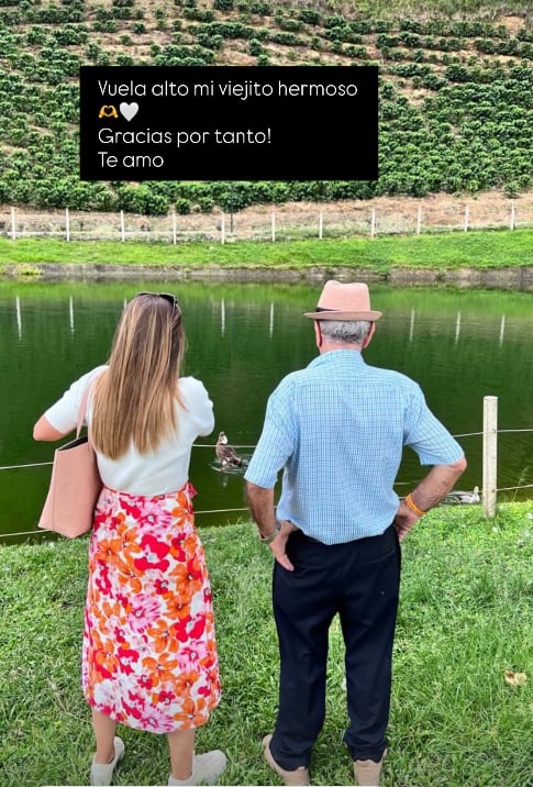 Periodista Laura Brenes, su abuelito y su hija Sol.