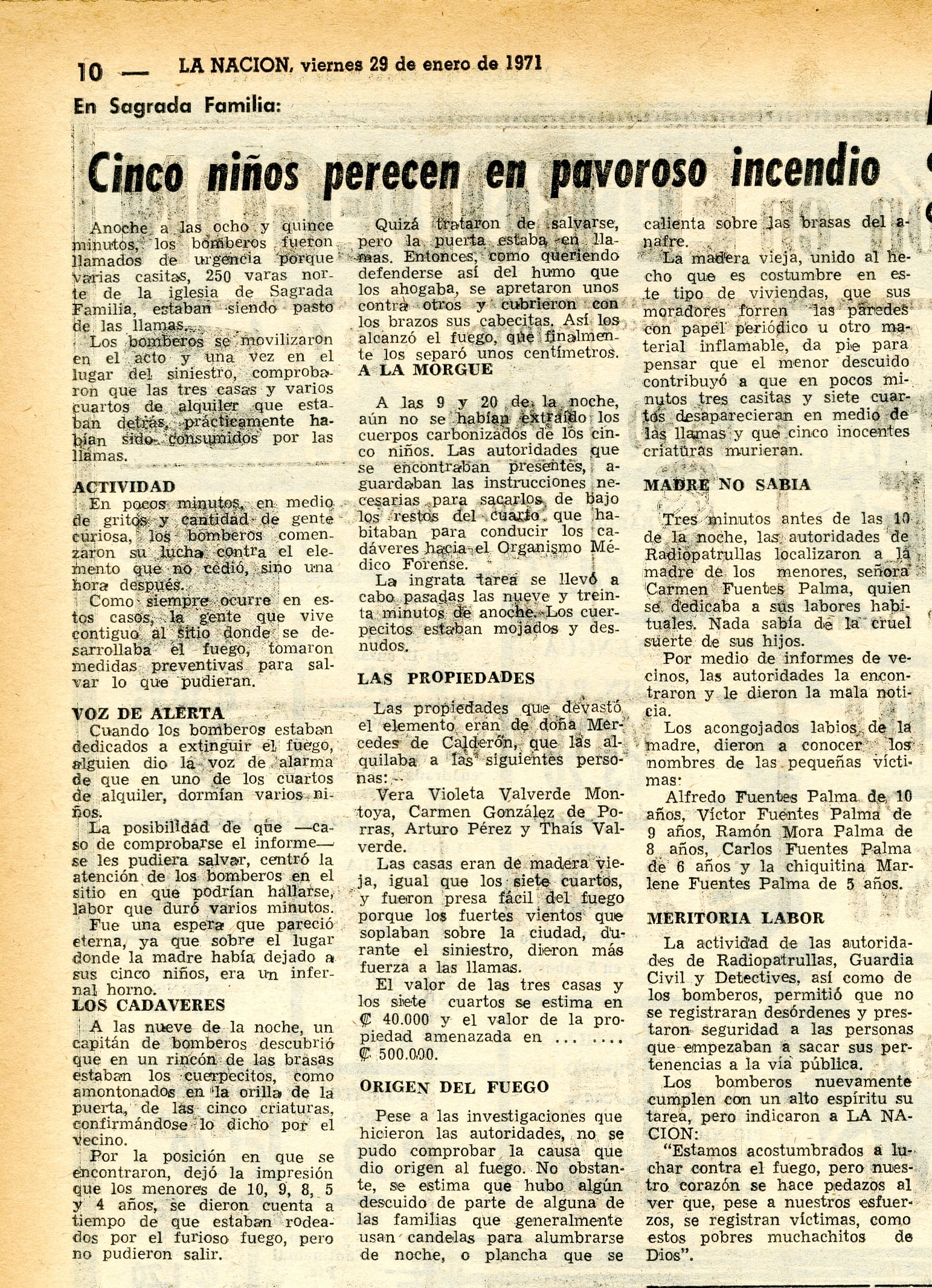 Incendio en Sagrada Familia 1971