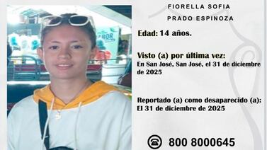 OIJ solicita ayuda para localizar a menor de edad desaparecida desde el 31 de diciembre