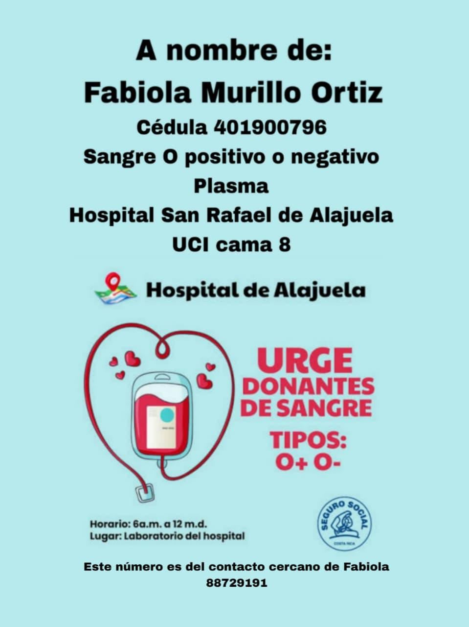 Buscan donantes de sangre para Fabiola Murillo
