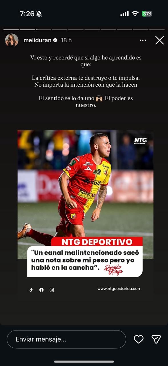 Este fue el mensaje de Melissa Durán.