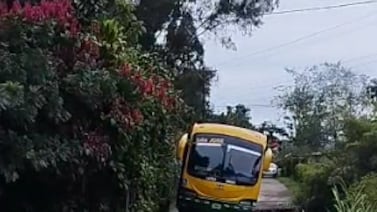Vea la peligrosa maniobra que tienen que hacer los choferes de bus en una ruta de Desamparados