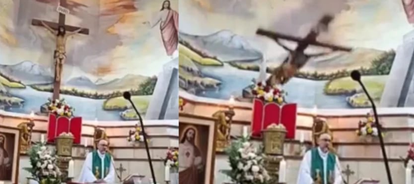 Emergencia durante una misa en Ecuador al colapsar una estructura sobre el altar.