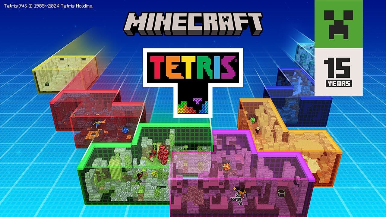 Minecraft y Tetris se unieron para traer lo mejor de ambos mundos, en un modo de juego que los va a desafiar. Foto: Minecraft.