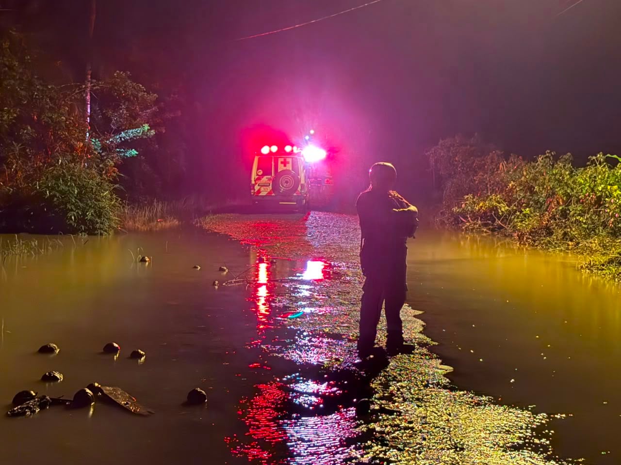 Inundaciones que afectan al Caribe y la Zona Norte del país mantienen a cientos de personas lejos de sus casas, desde la madrugada del 17 de agosto del 2026. Foto: Cruz Roja