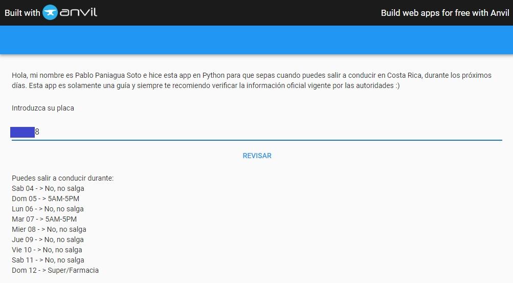 App que explica nueva restricción vehicular sanitaria.