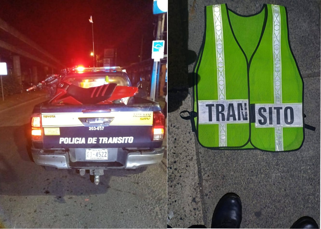 El joven fue detenido en la Carretera Interamericana Norte y remitido a la Fiscalía Penal Juvenil, según la Fuerza Pública. Oficiales de tránsito se llevaron la motocicleta. Fotografía: