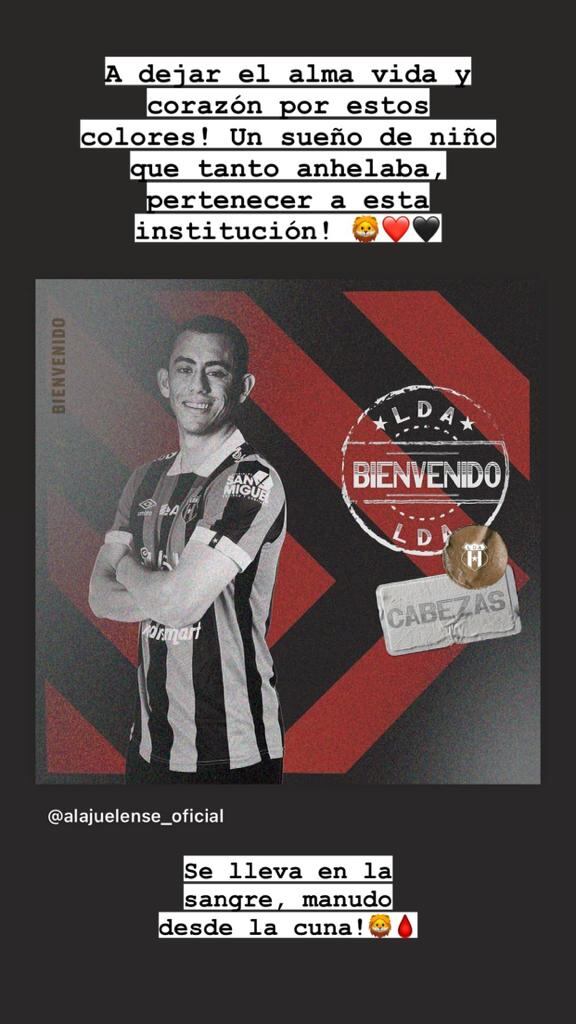 Kevin Cabezas dio sus primeras reacciones al llegar a Alajuelense.