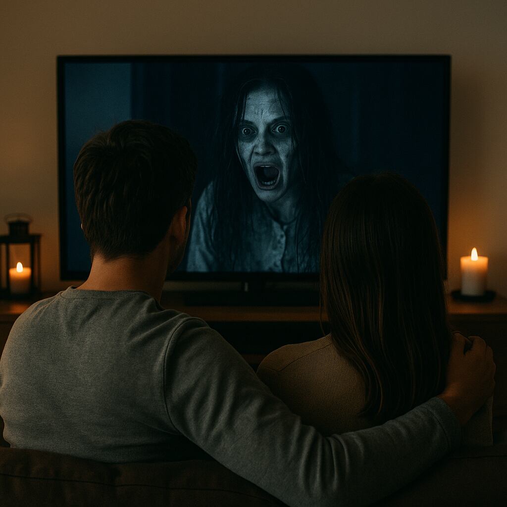 Ver cine de terror en casa es una de las formas más populares de celebrar Halloween 2025 (imagen con fines ilustrativos).