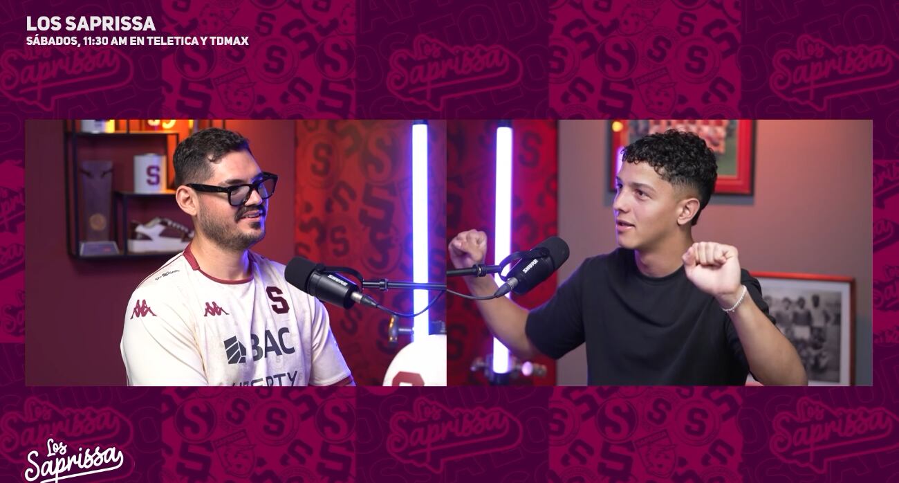Warren Madrigal con Dannycr, en el programa Los Saprissa
