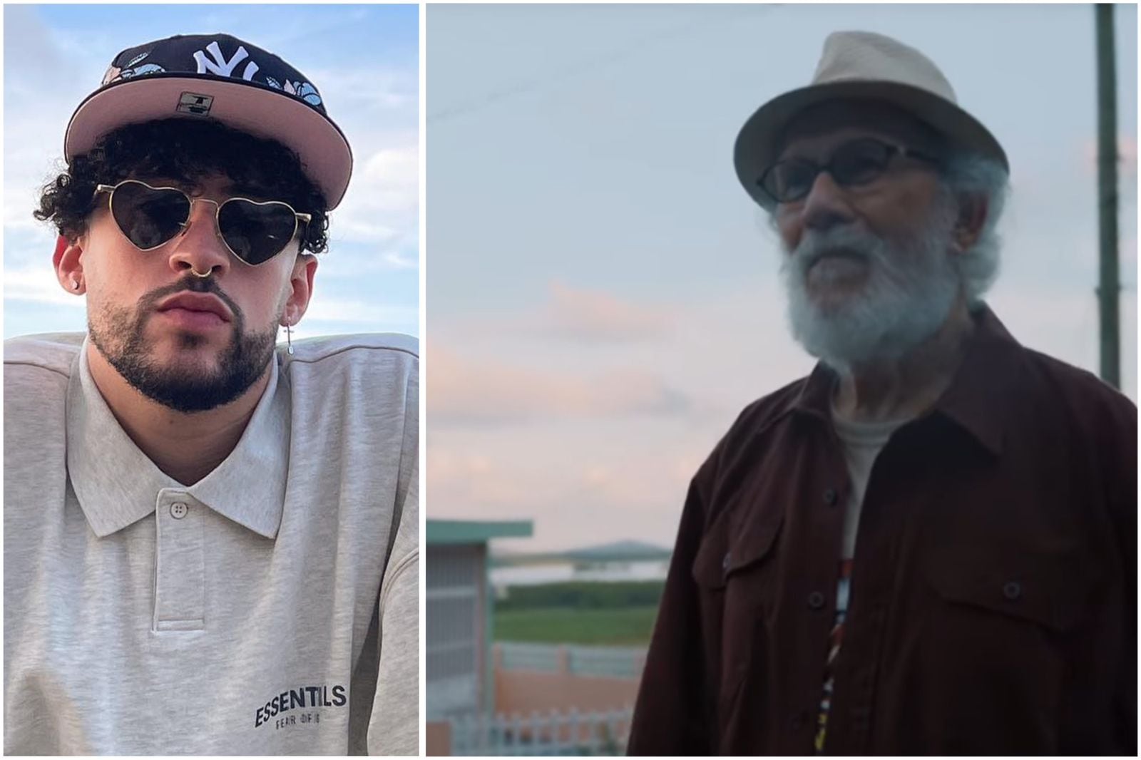 Imagen de Bad Bunny y Jacobo Morales, este último en una escena del cortometraje