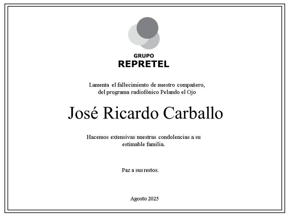Repretel lamenta muerte de José Ricardo Carballo.