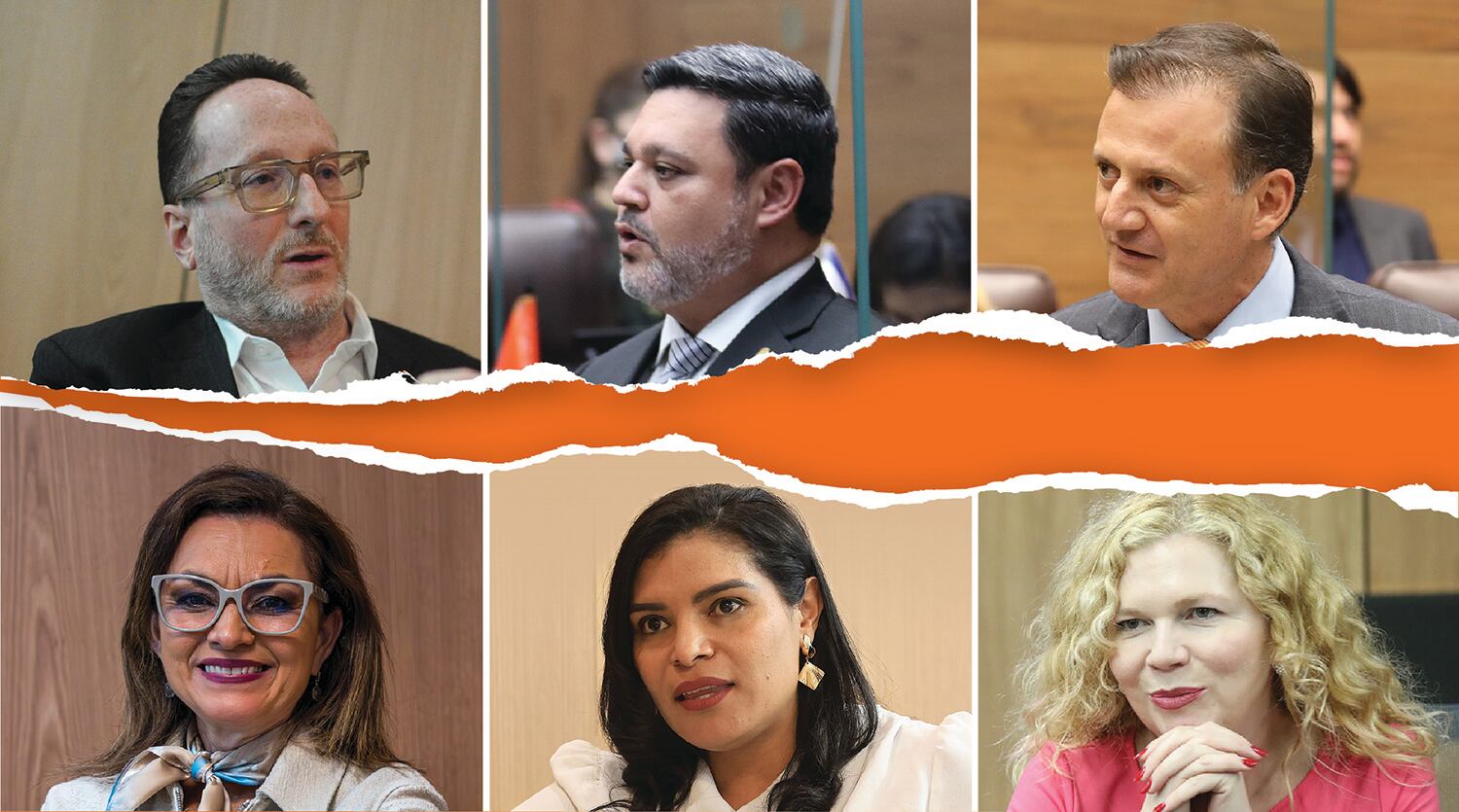 Imágen de los tres integrantes de la fracción del PLP y de las tres exmiembros de la agrupación.