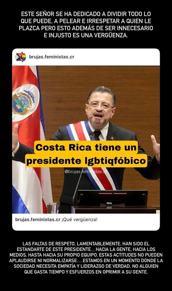 Karina Ramos se quejó con todo del Presidente Rodrigo Chaves