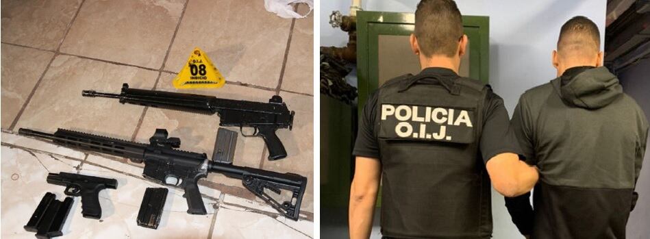 El sospechoso ocultaba varias armas en su casa y hasta un par de drones. Foto OIJ.