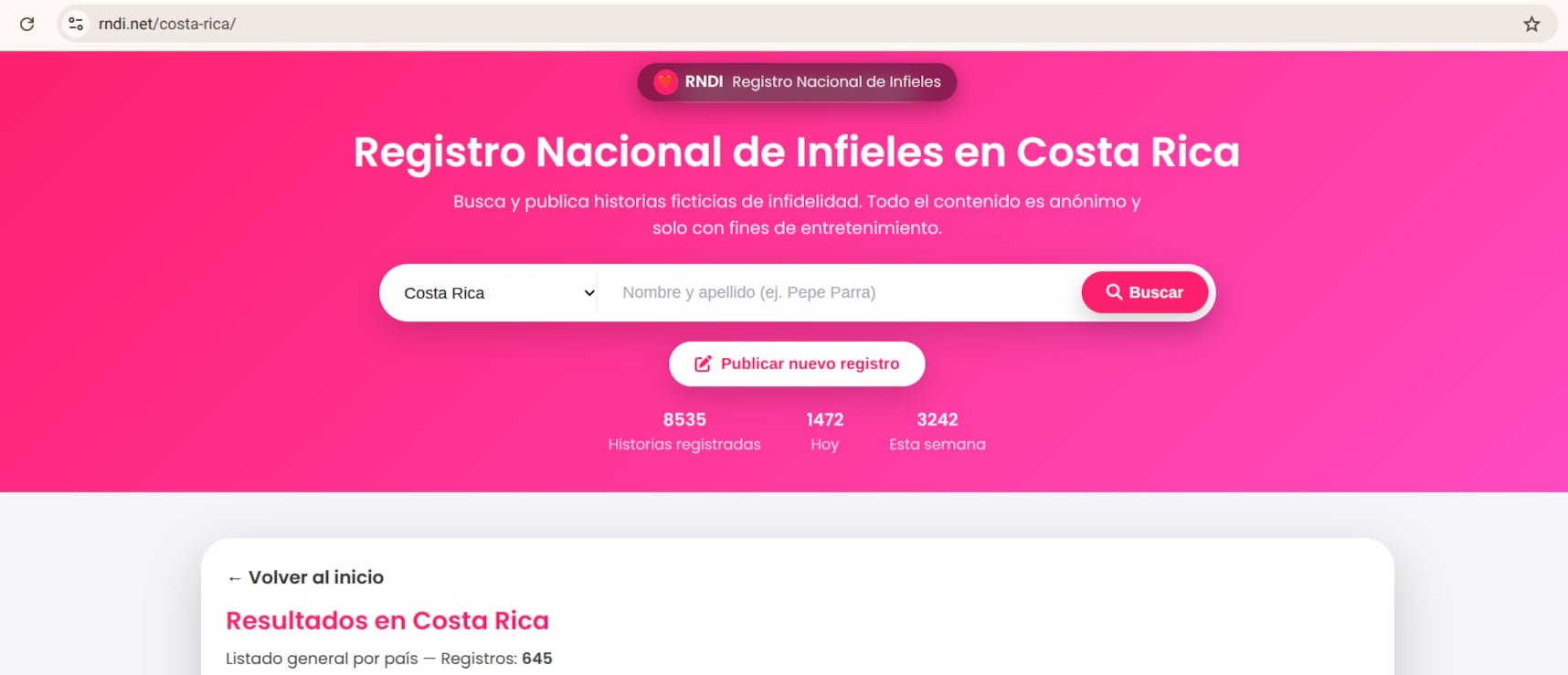 Plataforma de infieles Costa rica