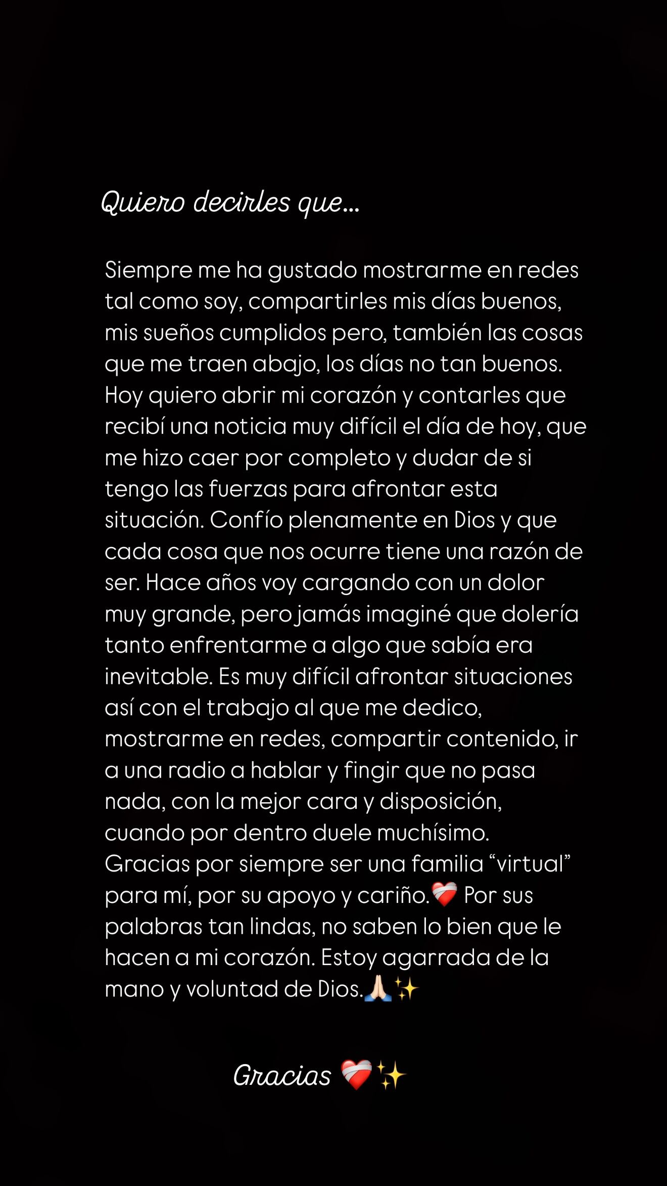 Katherinne González está devastada y con el corazón hecho pedazos luego de una noticia que le dieron este lunes.