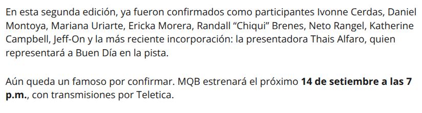 Vivian Peraza confirmó a La teja el cambio de fecha de estreno de MQB.