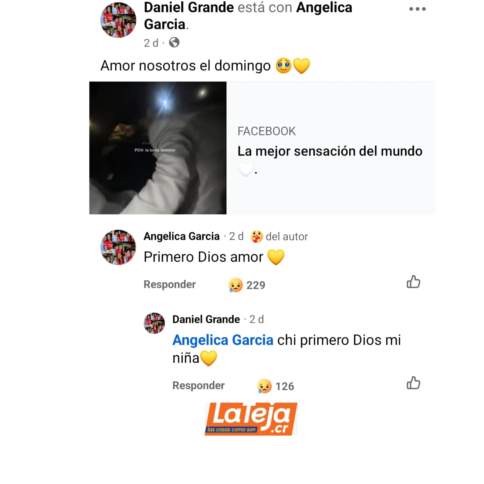 Daniel Grande y Angélica García tenían previsto casarse el domingo 20 de septiembre.