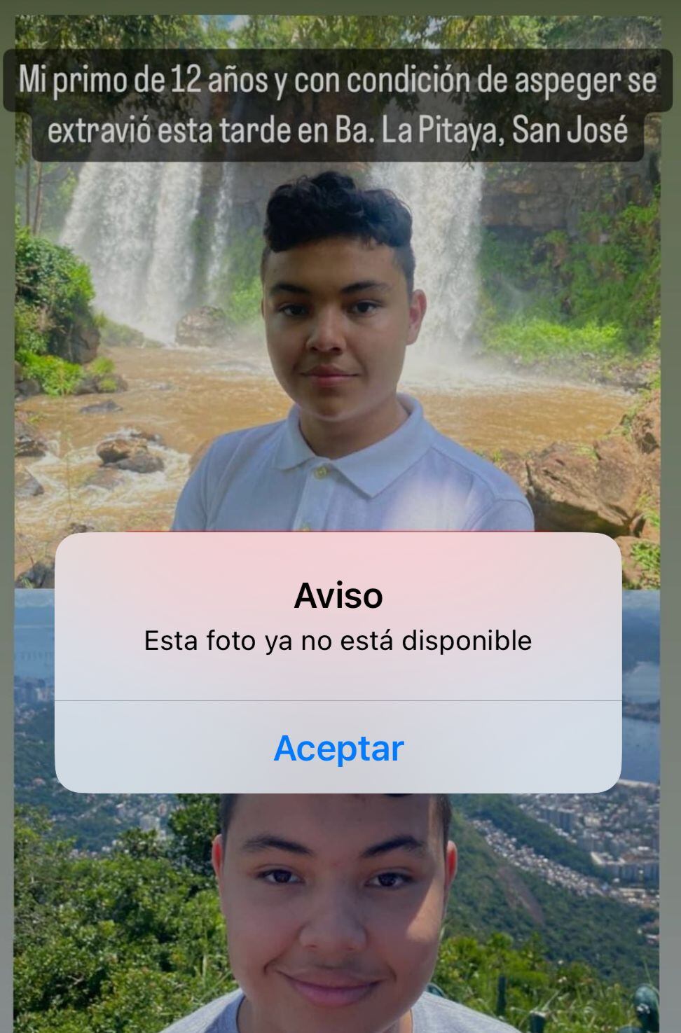 Edgar Silva, pidió la colaboración de sus seguidores para poder encontrar a su primo, quién se extravió la tarde de este viernes en Barrio La Pitahaya, en San José.