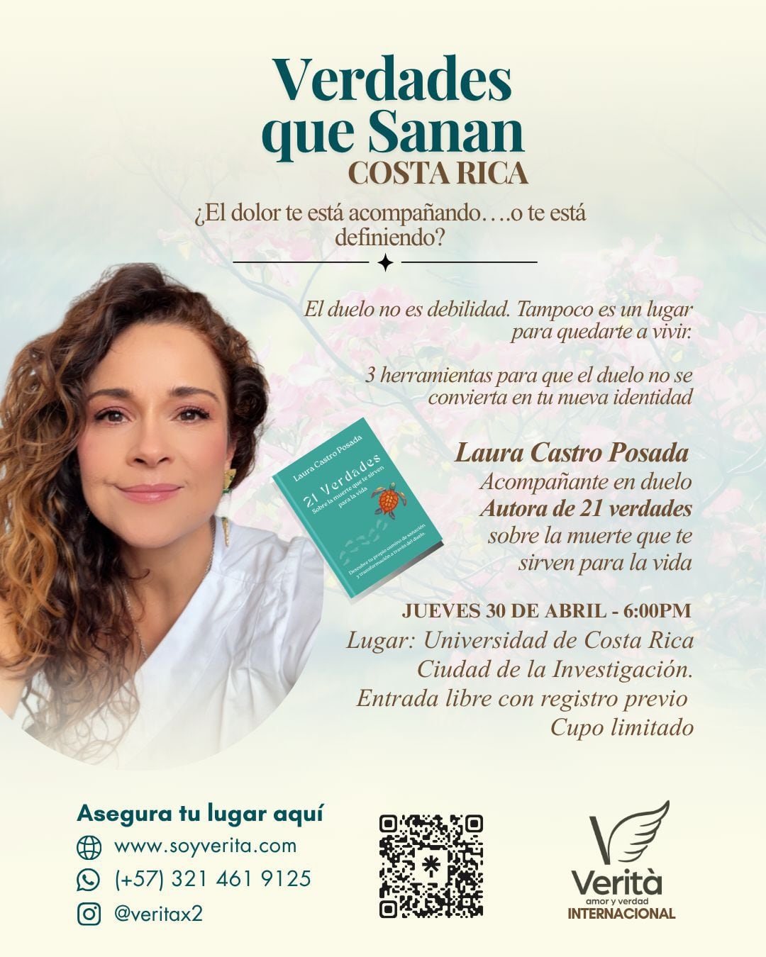 Laura Castro acompañante de duelo dará una charla en Costa Rica donde su hija murió tragicamente