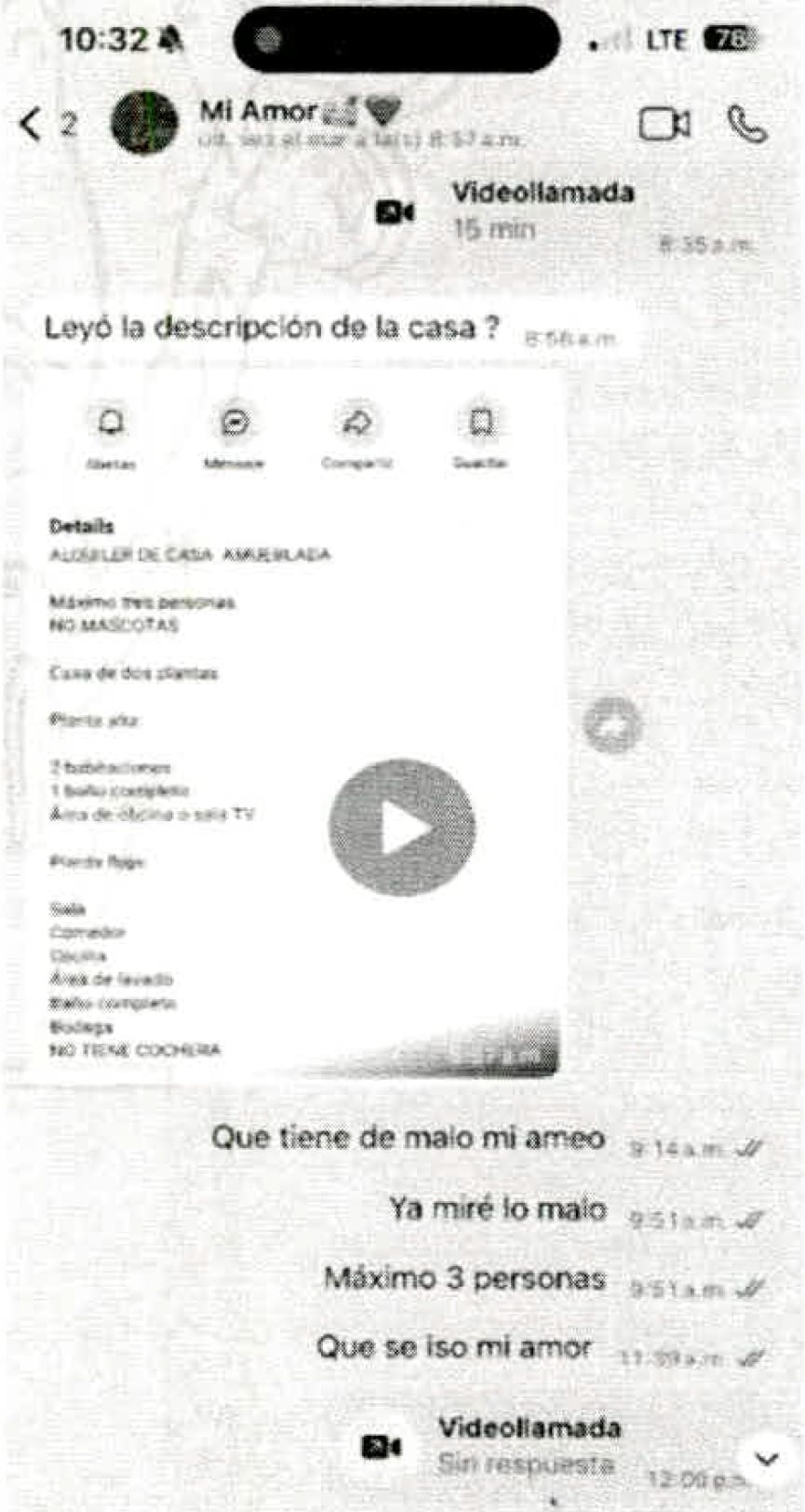 La conversación entre la pareja se dio el pasado 31 de marzo, mismo día en el que Junieysis fue asesinada.