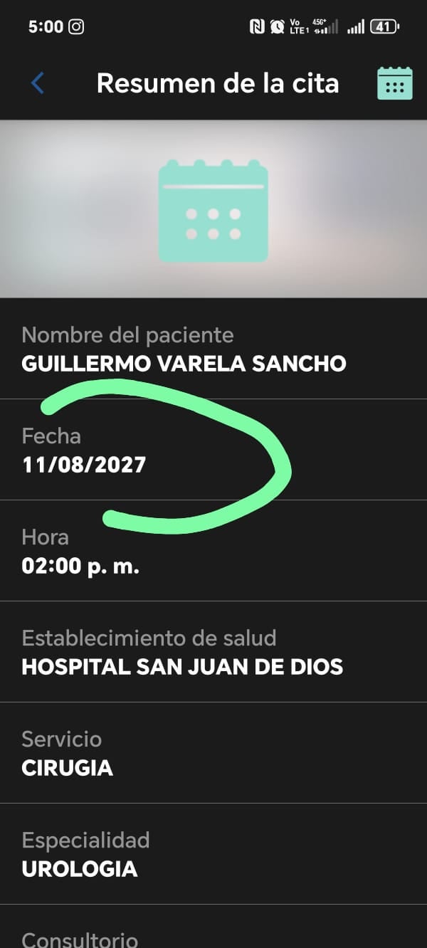 Cristian Varela afirmó que a su papá le dieron dos citas para el 2027 y 2029.