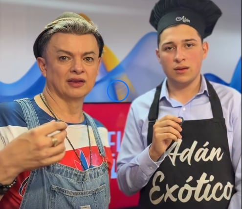 Adán Chinchilla en Pelando el ojo con su imitador Joseph Arguedas y su personaje Adán Exótico.