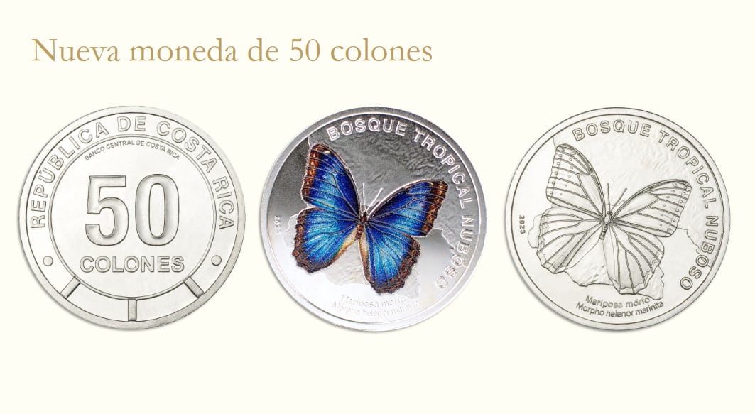 Ya están en circulación las nuevas monedas de media tejita que están super corrongas porque tienen diseños hermosos que destacan la gran riqueza natural de nuestro país. La nueva colección, denominada “Fauna de los ecosistemas”, consta de 6 piezas (monedas) para presentar especies de nuestra biodiversidad: la mariposa morfo (bosque tropical nuboso), la rana calzonuda (bosque tropical lluvioso), la tortuga carey (arrecife coralino), la lagartija o anolis (bosque tropical seco), el cangrejo marinera (manglar) y el conejo de monte (páramo)”.