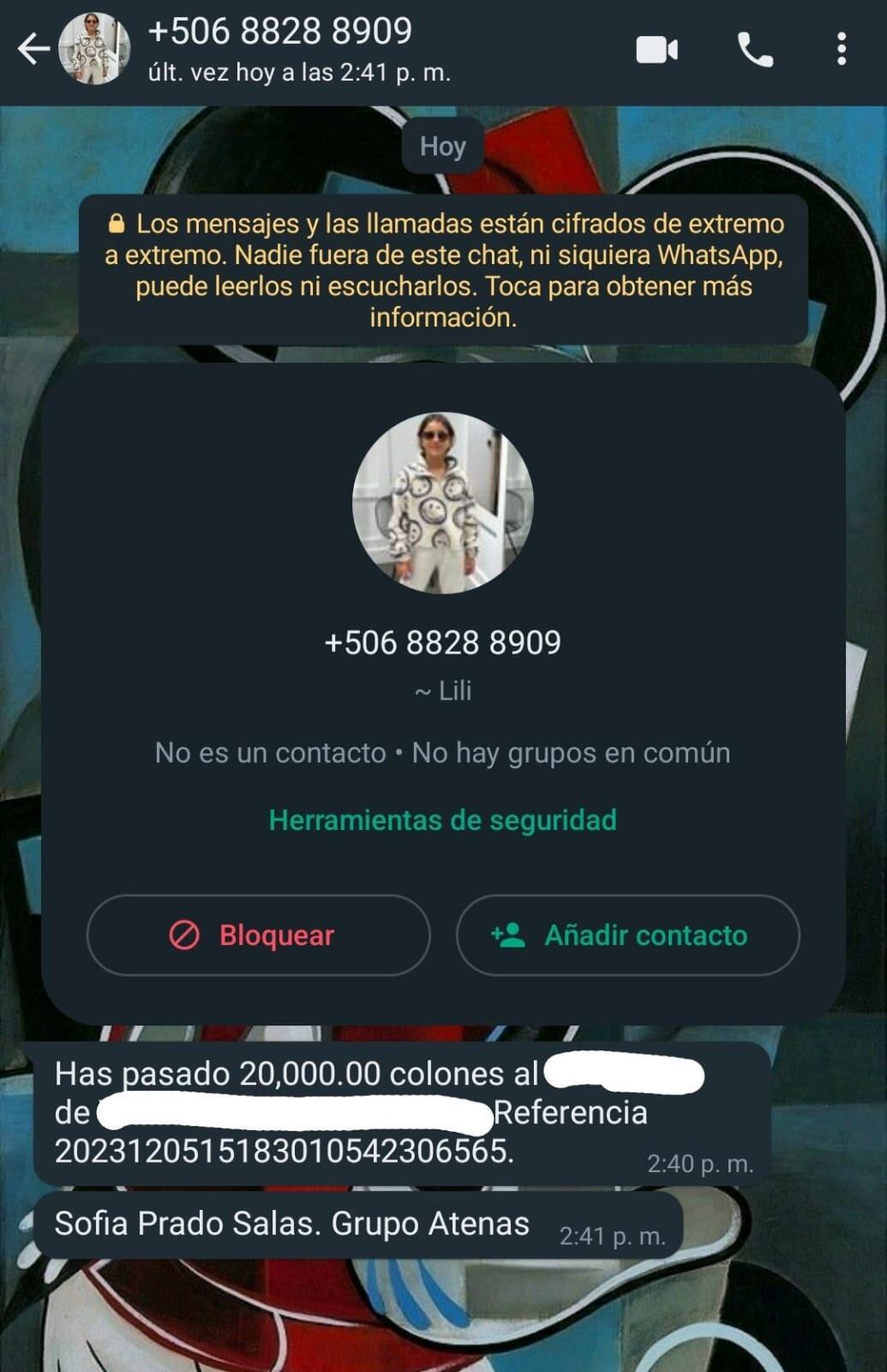 Timadores están enviando mensajes por whatsapp para que usted les haga un depósito y así quitarle su plata.