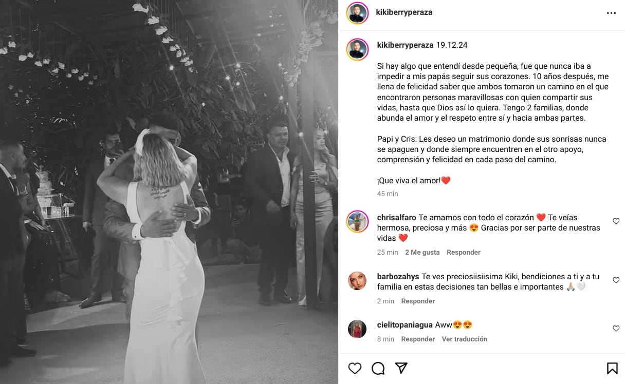 Kiki Berry entregó a su papá Austin Berry quien se casó este jueves a 10 años de haberse divorciado de Glenda Peraza