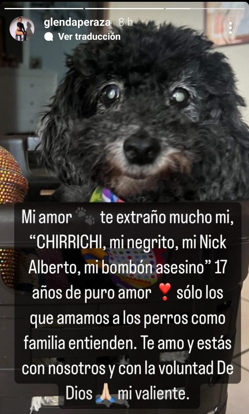 Glenda compartió su dolor con sus seguidores