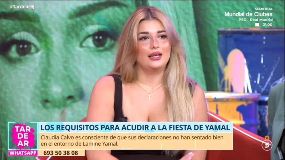 La modelo Claudia Calvo contó que una persona del equipo del jugador la contactó para ir a la fiesta de Lamine Yamal. Foto tomada de X.