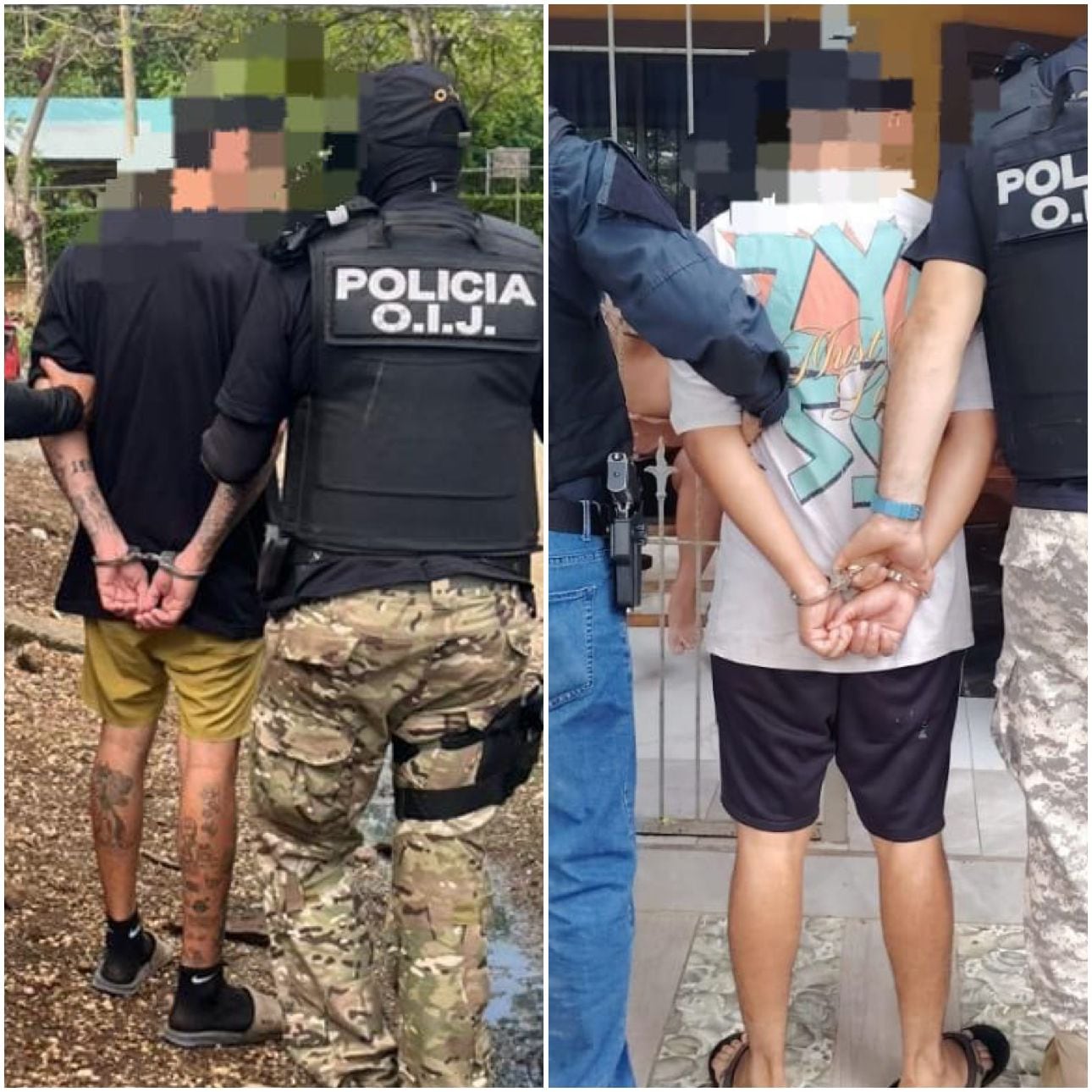 Dos sujetos de apellidos Pérez, de 29 años, y Duarte, de 22 años, están en manos del OIJ por ser sospechosos de cometer un robo en una casa en Nicoya. Foto: OIJ
