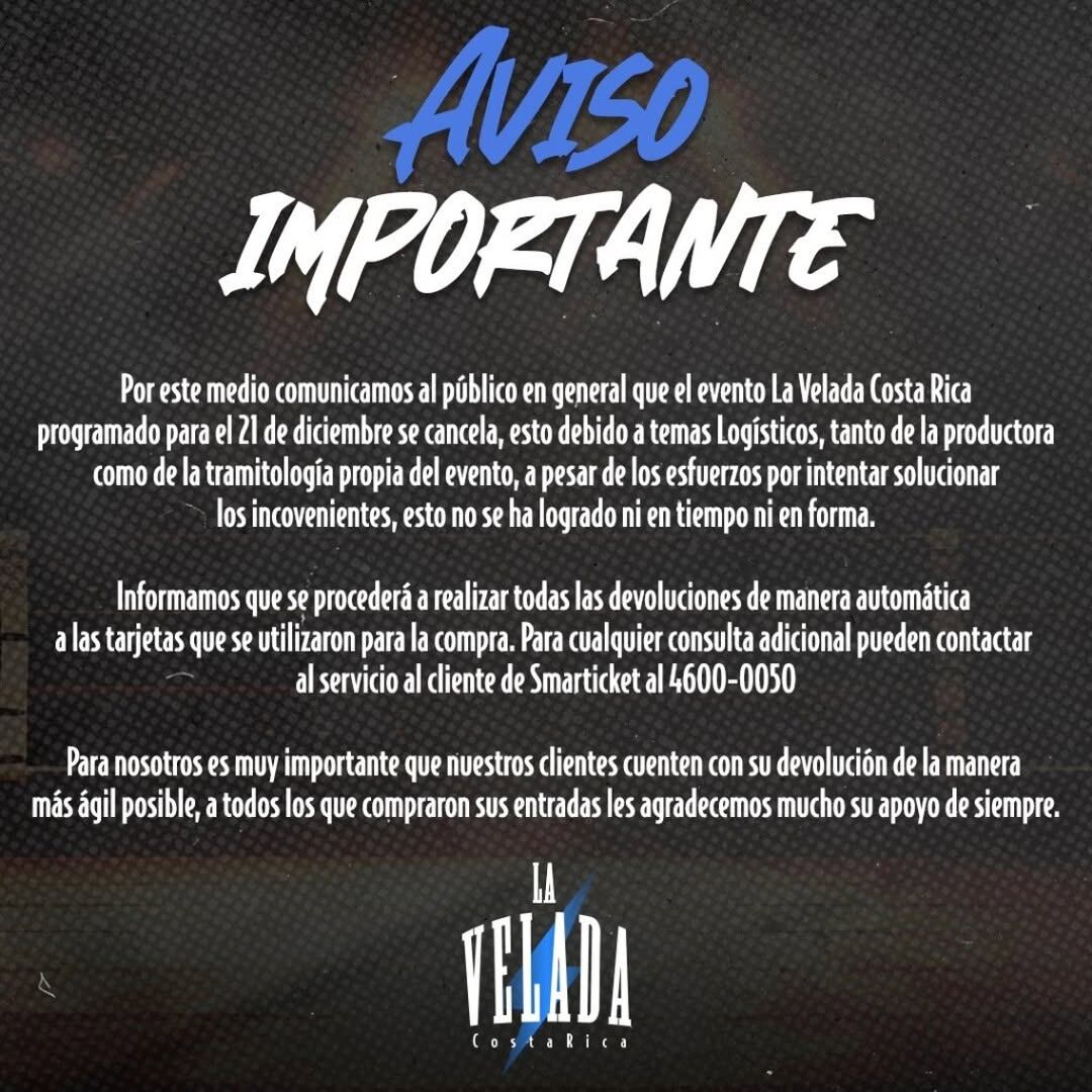 Tiktokers e influencers ya no harán su show en la Velada Costa Rica por esta razón.