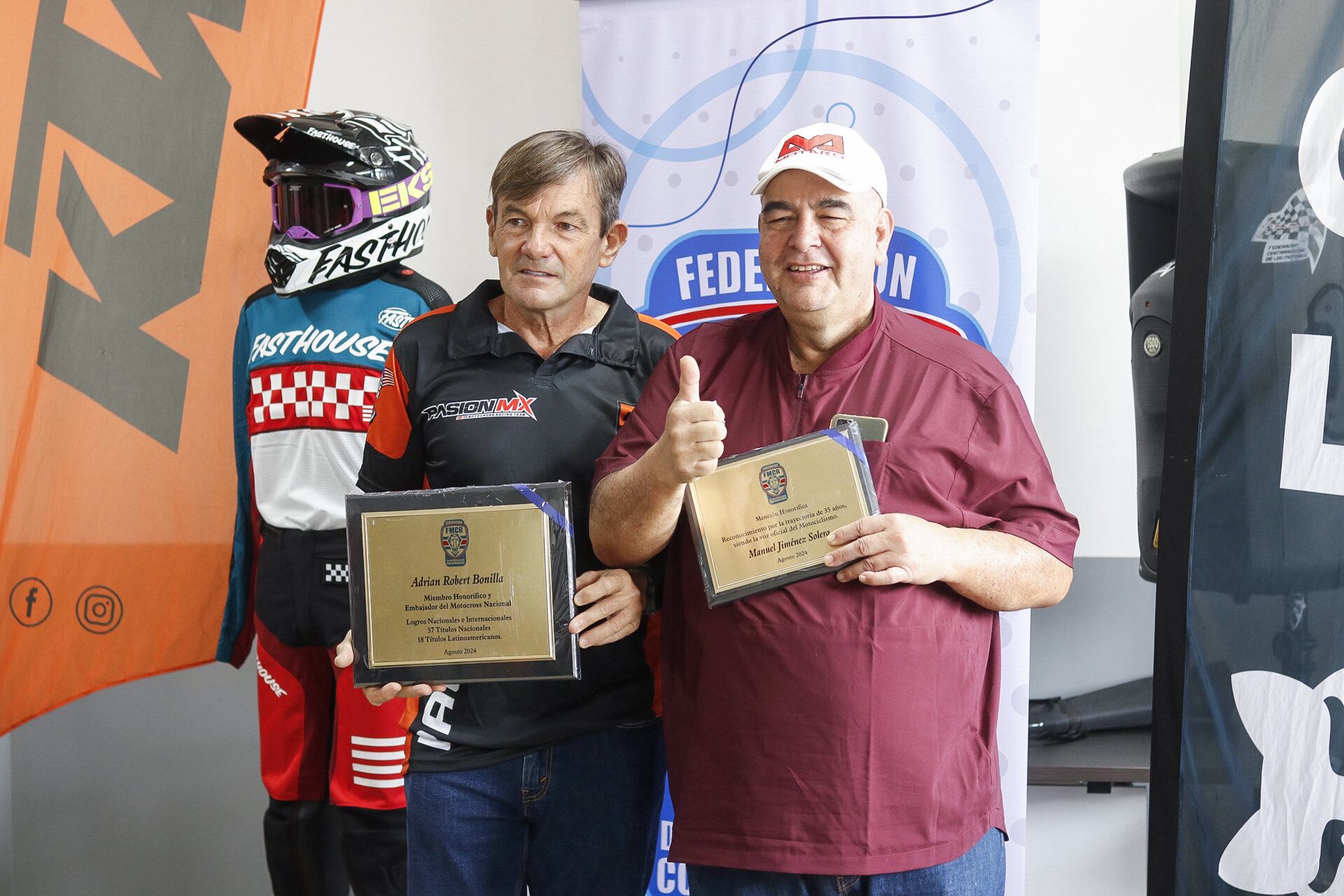 06/08/2024. Conferencia de prensa de Motocross en el Estadio Nacional. Fotografía: Lilly Arce. En la fotografía:  
Alberto Antillón Apel, Katia Gutiérrez, Bryan Solano, Marisol Ríos, Adrián Bonilla.