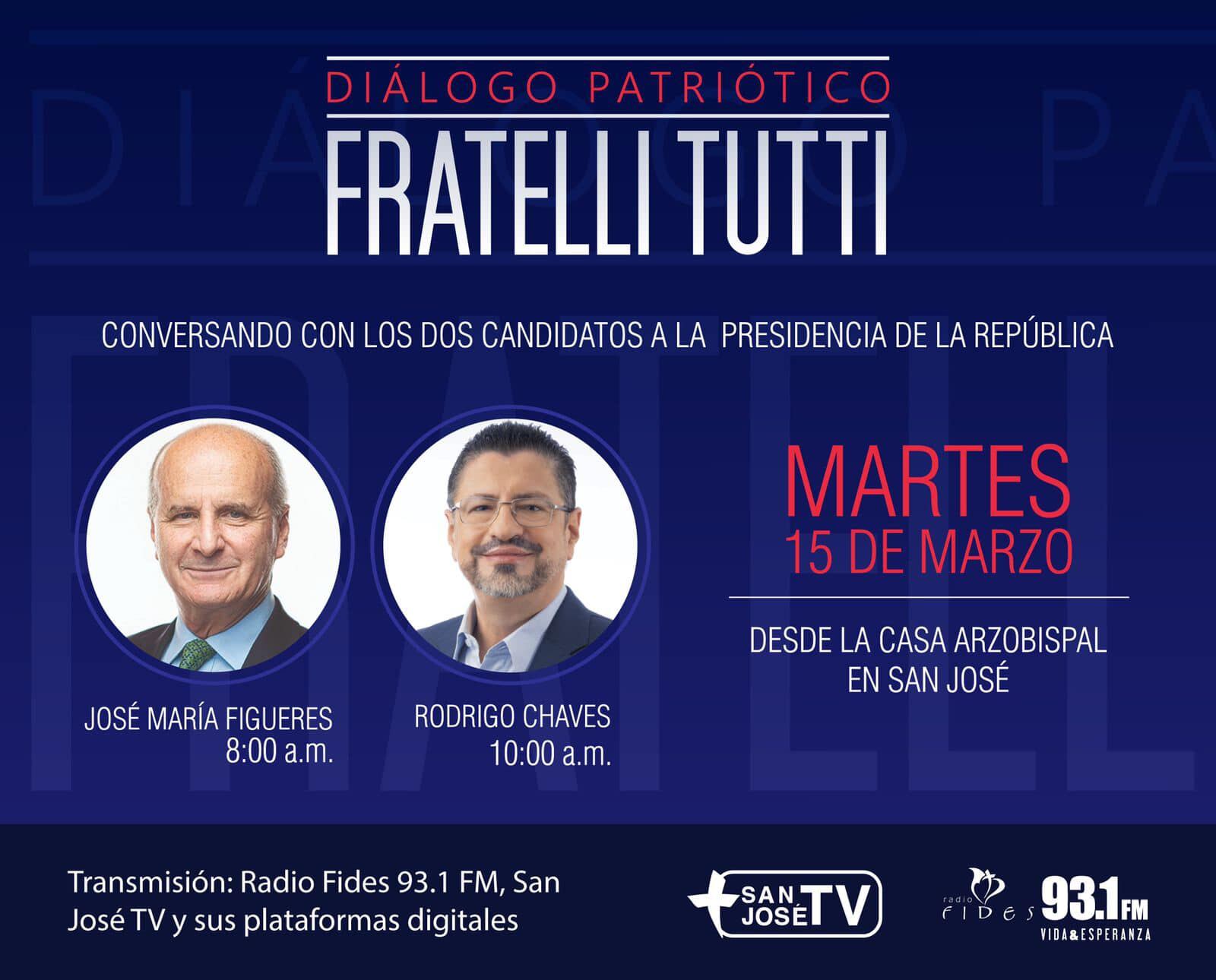 El candidato presidencial del partido Progreso Social Democrático (PSD), Rodrigo Chaves, dejó plantados a monseñor José Rafael Quirós, arzobispo de San José y a Radio Fides