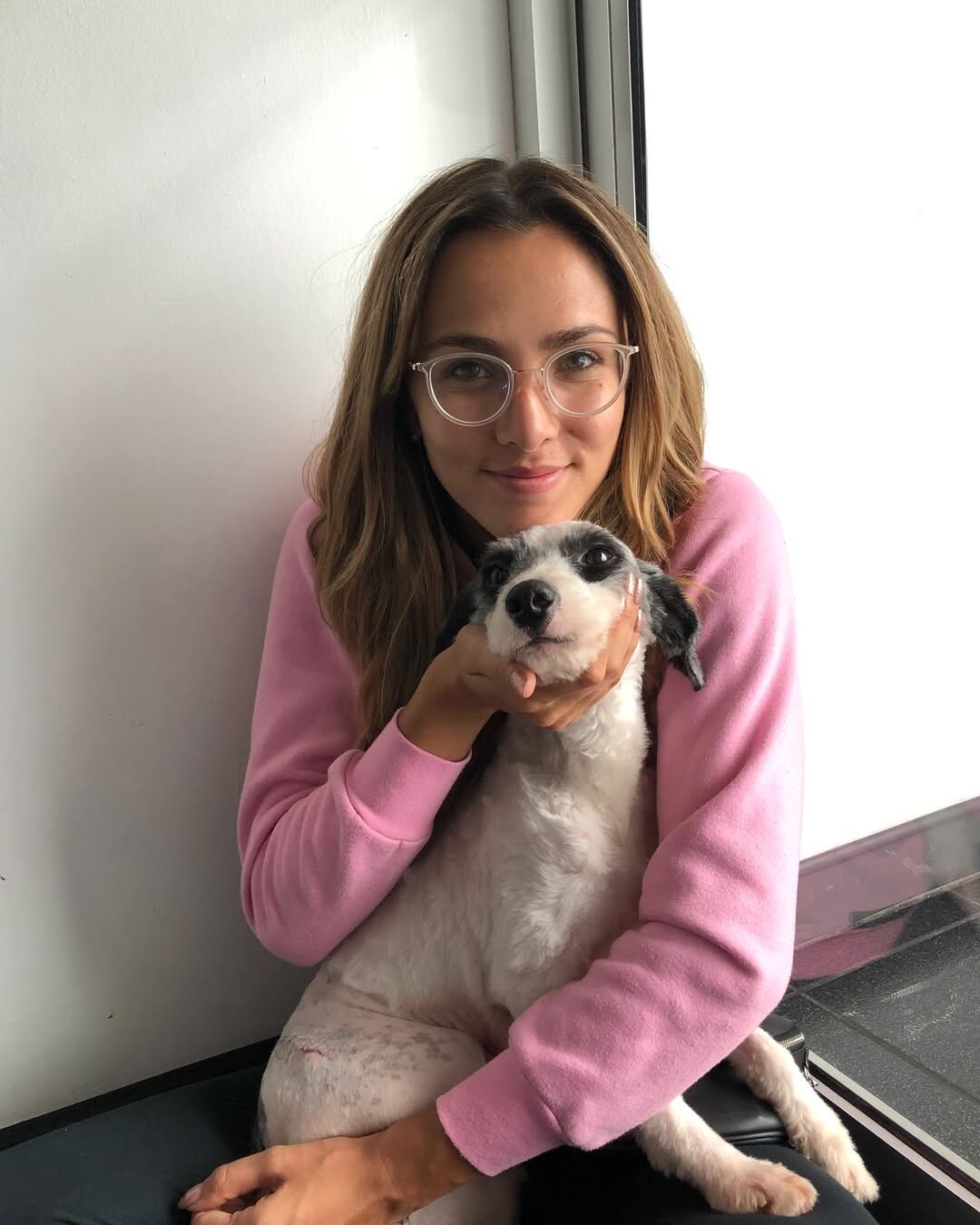 Karina Ramos, exreina de belleza y los perritos que ha rescatado.