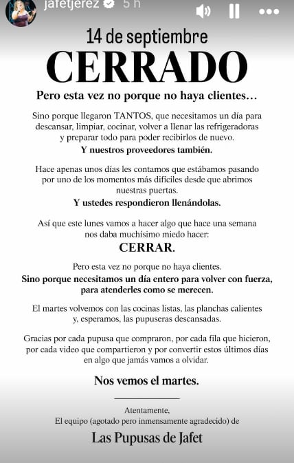 Jafet Jerez y su Pupusatón para salvar sus dos locales de venta de pupusas salvadoreñas.