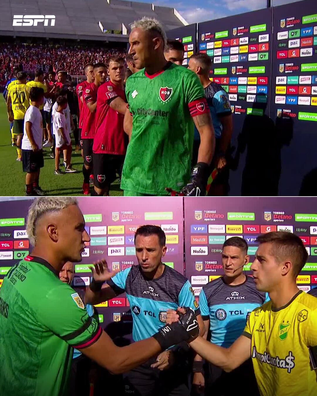 Keylor Navas se vistió de capitán en el juego entre el Newell’s Old Boys y Defensa y Justicia. Facebook ESPN Fans.