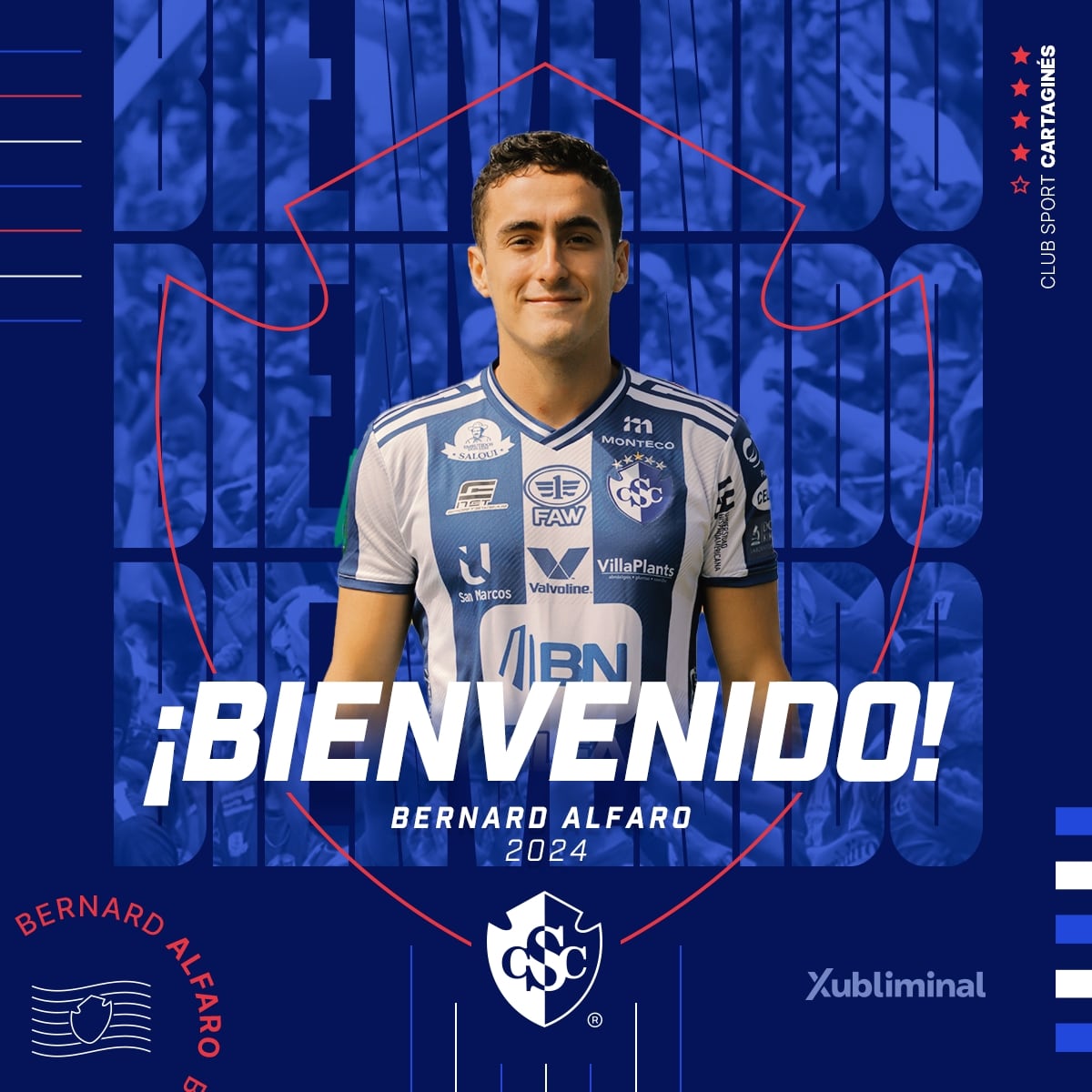 Bernald Alfaro firmó por los próximos dos años con Cartaginés. Prensa CSC.